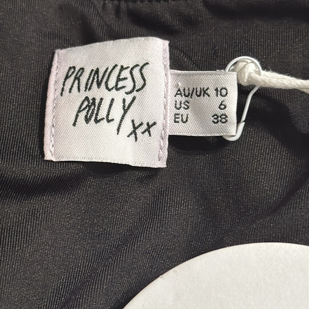 PRINCESS POLLY Black Jai Mini Dress Sparkleā BodyCon Party Size 6 V Neck Wedding - Picture 8 of 12